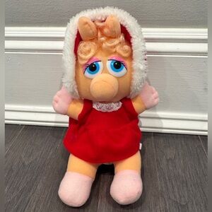 VINTAGE The Muppets Miss Piggy Cozy Red Hooded Plush Pig Toy Stuffed Animal